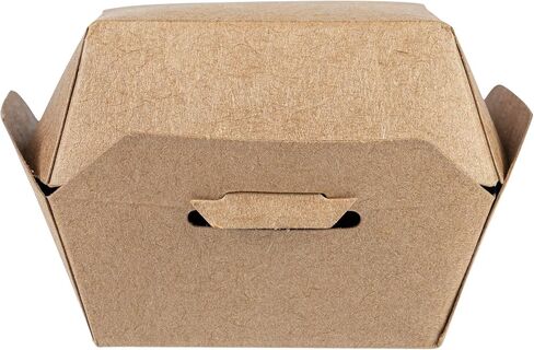 Restaurantware 2.5 x 2.5 x 2 Inch Mini Burger Boxes 100 Clamshell Food Containers - Hinged Lid Disposable Kraft Paper Take Out Boxes For Appetizers Or Desserts Serve Sliders or Finger Foods in Saudi Arabia