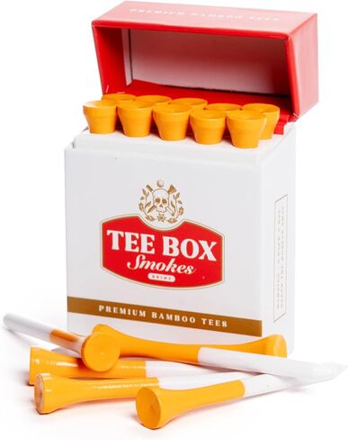 BRIMZ Tee Box Smokes - Premium Bamboo Golf Tees - Funny Golf Gifts & Accessories - Reusable Magnetic Box - Durable, Biodegradable 2 ¾ Golf Tees (1 Pack Smokes - 10 Tees Total) in Saudi Arabia