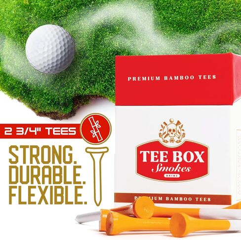 BRIMZ Tee Box Smokes - Premium Bamboo Golf Tees - Funny Golf Gifts & Accessories - Reusable Magnetic Box - Durable, Biodegradable 2 ¾ Golf Tees (1 Pack Smokes - 10 Tees Total) in Saudi Arabia