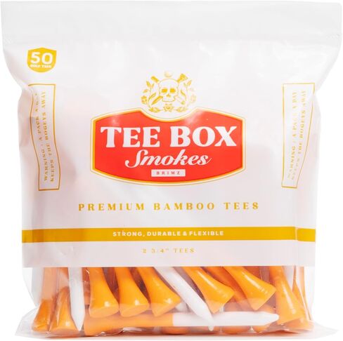 BRIMZ Tee Box Smokes - Premium Bamboo Golf Tees - Funny Golf Gifts & Accessories - Reusable Magnetic Box - Durable, Biodegradable 2 ¾ Golf Tees (1 Pack Smokes - 10 Tees Total) in Saudi Arabia