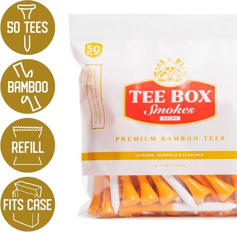 BRIMZ Tee Box Smokes - Premium Bamboo Golf Tees - Funny Golf Gifts & Accessories - Reusable Magnetic Box - Durable, Biodegradable 2 ¾ Golf Tees (1 Pack Smokes - 10 Tees Total) in Saudi Arabia