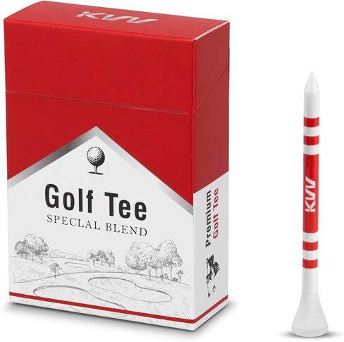 KVV Bamboo Golf Tees – 18-Pack in Cigarette-Style Case, 3-1/4 Inch for Drivers, Irons & Hybrids – Durable, Sustainable & Stylish Golf Tees for All Golfers in Kuwait