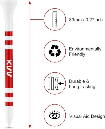 KVV Bamboo Golf Tees – 18-Pack in Cigarette-Style Case, 3-1/4 Inch for Drivers, Irons & Hybrids – Durable, Sustainable & Stylish Golf Tees for All Golfers in Kuwait