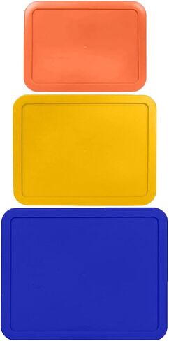 Klareware 3 Cup 6 Cup 11 Cup Rectangle Plastic Storage Storage Lids Covers for Klareware و Pyrex 7210-PC 7211-PC 7212-PC Bowls (حاوية غير متضمنة) (الأزرق الأحمر الفيروزي) in Saudi Arabia