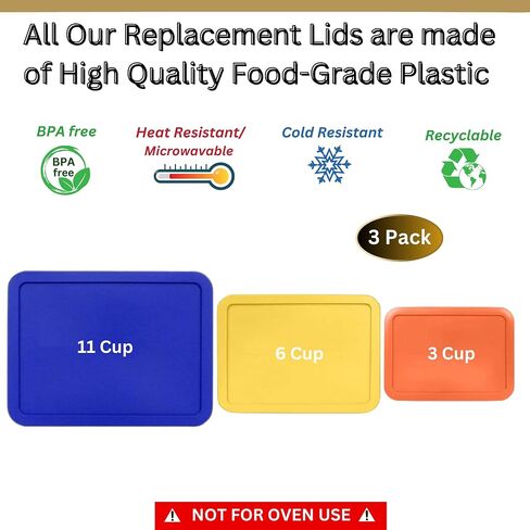 Klareware 3 Cup 6 Cup 11 Cup Rectangle Plastic Storage Storage Lids Covers for Klareware و Pyrex 7210-PC 7211-PC 7212-PC Bowls (حاوية غير متضمنة) (الأزرق الأحمر الفيروزي) in Saudi Arabia