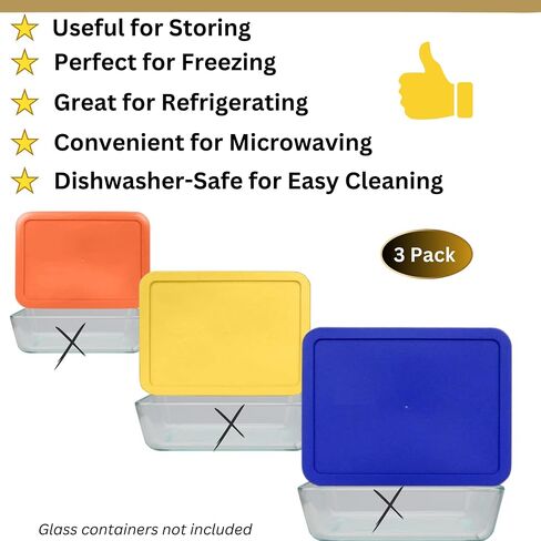Klareware 3 Cup 6 Cup 11 Cup Rectangle Plastic Storage Storage Lids Covers for Klareware و Pyrex 7210-PC 7211-PC 7212-PC Bowls (حاوية غير متضمنة) (الأزرق الأحمر الفيروزي) in Saudi Arabia