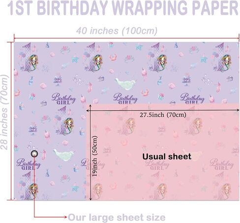 WRAPLULU Animals 1st Birthday Wrapping Paper - 4 Jumbo Sheets, 28 * 40 Inches - Blue Safari Jungle Zoo Animal Gift Wrap Gift Wrap, Perfect for Baby Boy First Birthday's Party or Baby Shower in Saudi Arabia