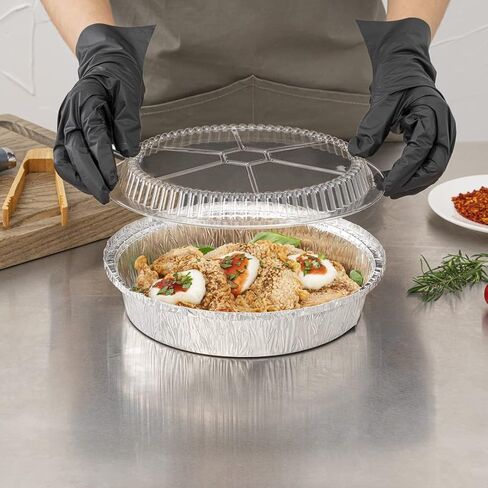 Restaurantware-LIDS ONLY: Foil Lux Paper Lids For 7 Inch Aluminum Pans Pack of 100 Round Foil Board Covers - Pans Sold Separately, Flat Design, Stackable, Laminated White Paper for To-Go Containers in Saudi Arabia