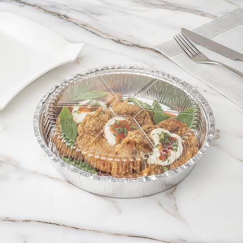 Restaurantware-LIDS ONLY: Foil Lux Paper Lids For 7 Inch Aluminum Pans Pack of 100 Round Foil Board Covers - Pans Sold Separately, Flat Design, Stackable, Laminated White Paper for To-Go Containers in Saudi Arabia