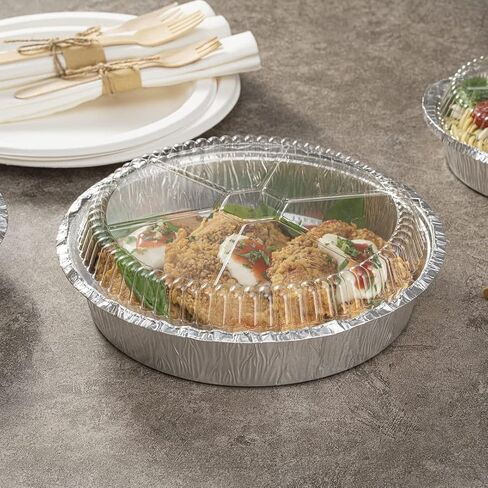 Restaurantware-LIDS ONLY: Foil Lux Paper Lids For 7 Inch Aluminum Pans Pack of 100 Round Foil Board Covers - Pans Sold Separately, Flat Design, Stackable, Laminated White Paper for To-Go Containers in Saudi Arabia