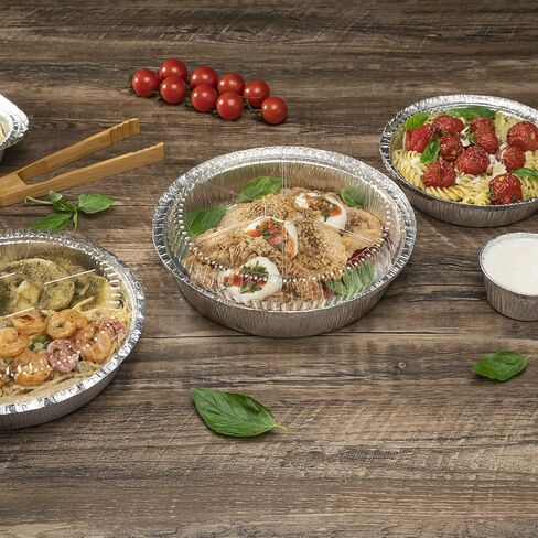 Restaurantware-LIDS ONLY: Foil Lux Paper Lids For 7 Inch Aluminum Pans Pack of 100 Round Foil Board Covers - Pans Sold Separately, Flat Design, Stackable, Laminated White Paper for To-Go Containers in Saudi Arabia