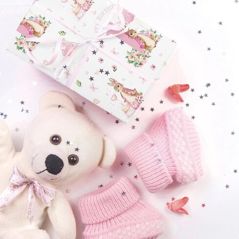 WRAPLULU Animals 1st Birthday Wrapping Paper - 4 Jumbo Sheets, 28 * 40 Inches - Blue Safari Jungle Zoo Animal Gift Wrap Gift Wrap, Perfect for Baby Boy First Birthday's Party or Baby Shower in Kuwait