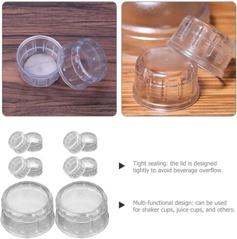 exceart 10pcs كوكتيل شاكر أغطية القلاع بالضغط على ملحق شاكر لعصير وأغطية خلط المشروبات للسفر في الهواء الطلق قبعات كوب الختم الضيقة in Saudi Arabia