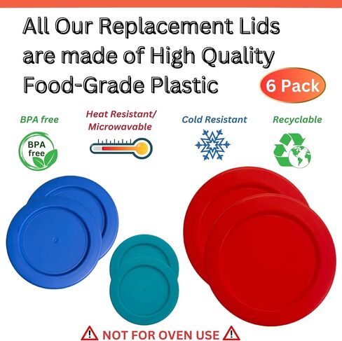 1 و 2 و 4 كوب أغطية/أغلفة لبيريكس ، مرساة Hocking & Klareware Storage Bowls *Lids فقط - حاوية زجاجية غير مضمنة *(6 حزمة *اثنان من كل حجم *، الفيروز ، الأزرق ، الأحمر) in Kuwait