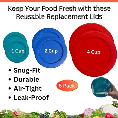 1 و 2 و 4 كوب أغطية/أغلفة لبيريكس ، مرساة Hocking & Klareware Storage Bowls *Lids فقط - حاوية زجاجية غير مضمنة *(6 حزمة *اثنان من كل حجم *، الفيروز ، الأزرق ، الأحمر) in Kuwait