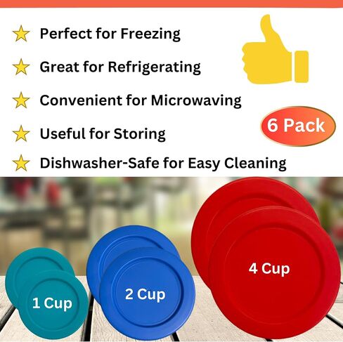 1 و 2 و 4 كوب أغطية/أغلفة لبيريكس ، مرساة Hocking & Klareware Storage Bowls *Lids فقط - حاوية زجاجية غير مضمنة *(6 حزمة *اثنان من كل حجم *، الفيروز ، الأزرق ، الأحمر) in Kuwait