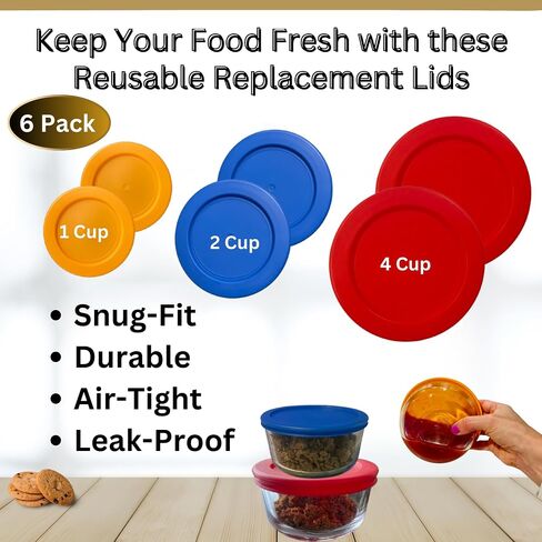 1 و 2 و 4 كوب أغطية/أغلفة لبيريكس ، مرساة Hocking & Klareware Storage Bowls *Lids فقط - حاوية زجاجية غير مضمنة *(6 حزمة *اثنان من كل حجم *، الفيروز ، الأزرق ، الأحمر) in Kuwait