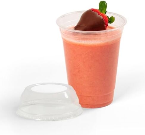 Plastic Dome Lid with Hole - Disposable Food Safe Dome Lid [2" Hole, 200 Pack] Recyclable, Perfect for Iced Coffee, Milkshakes, Slurpee, Ice Cream, Froyo, Parties in Saudi Arabia