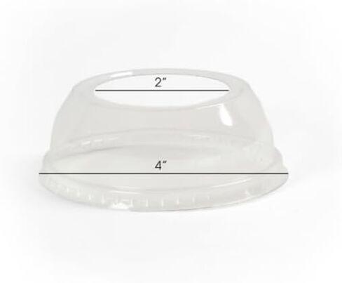Plastic Dome Lid with Hole - Disposable Food Safe Dome Lid [2" Hole, 200 Pack] Recyclable, Perfect for Iced Coffee, Milkshakes, Slurpee, Ice Cream, Froyo, Parties in Saudi Arabia