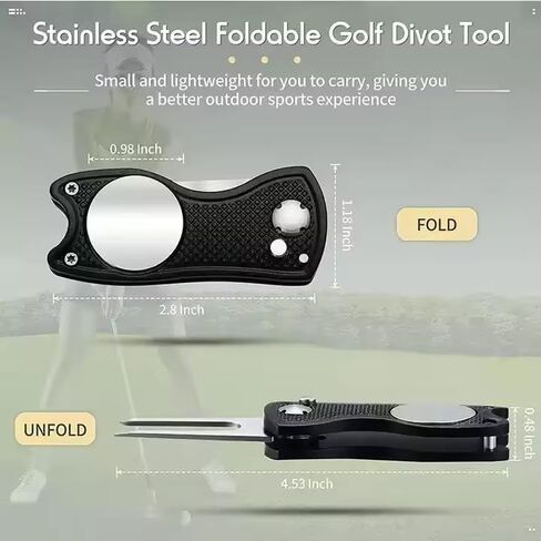 Linkswalker NCAA Team Switchblade Golf Divot Tool ، حامل علامة الكرة المغناطيسي ، فتح زر عمل الربيع ، علامة كرة واحدة in Kuwait