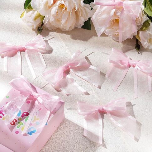 Janinka 50 PCS Black Twist Tie Bows 4.5 inch urgonza premade bows bows decor craft for gift cake cake treat bass diy wedder baby birth in Kuwait