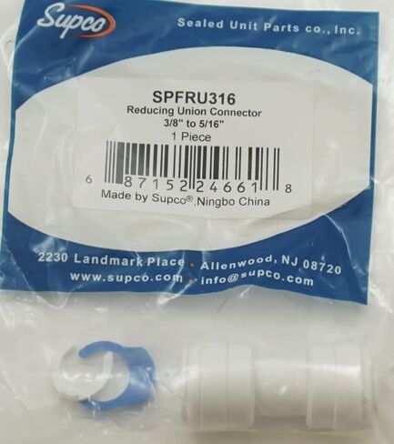 Supco 3/8" to 5/16" Reducing Straight Union Connector, Hot or Cold, SPFRU316 in Saudi Arabia
