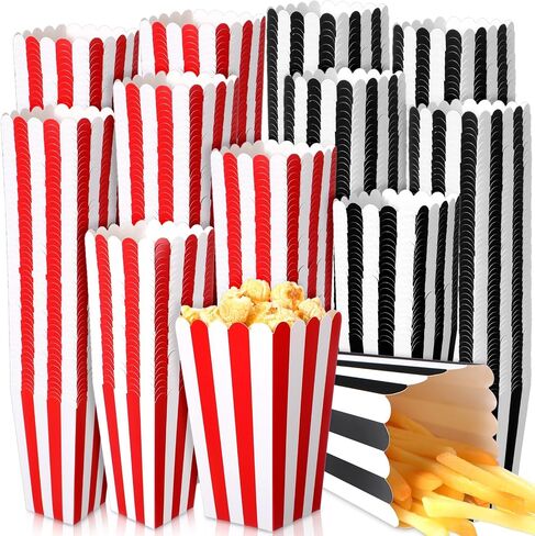 Maitys 400 Pack Mini Popcorn Boxes Red and Black Striped Paper Popcorn Containers for Party 2 x 4.5 Inch 16oz Bulk Snack Bowl for Movie Nights Carnival Party Supplies Birthdays in Saudi Arabia