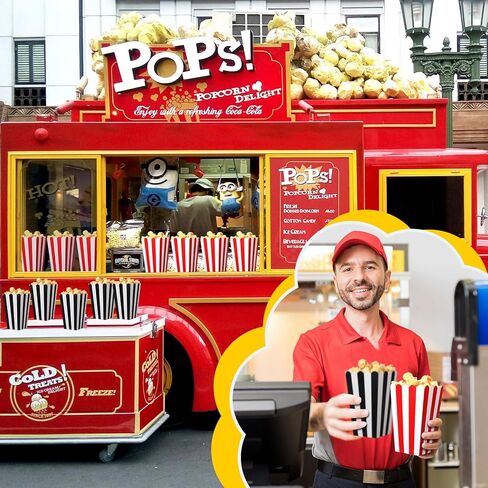 Maitys 400 Pack Mini Popcorn Boxes Red and Black Striped Paper Popcorn Containers for Party 2 x 4.5 Inch 16oz Bulk Snack Bowl for Movie Nights Carnival Party Supplies Birthdays in Saudi Arabia