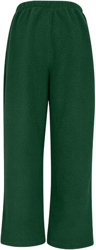 نساء بالإضافة إلى سراويل غامضة غامضة الخصر المرن عريض الساق الصلب دافئ الصوف بانت صالة بيجاما مع جيوب in Kuwait