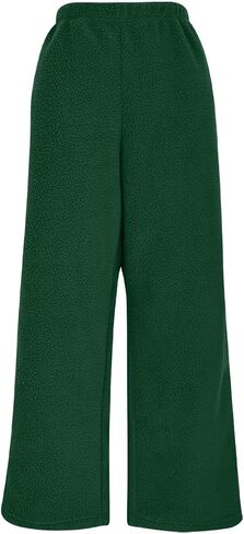 نساء بالإضافة إلى سراويل غامضة غامضة الخصر المرن عريض الساق الصلب دافئ الصوف بانت صالة بيجاما مع جيوب in Kuwait