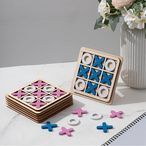 MeOoeck 6 قطع من Wooden Tic Tac Toe Game Mini Board Game Xo Chess Board Toys Family Toys Party Party Favors ، Goody Bag Stuffers (Classic Color) in Saudi Arabia
