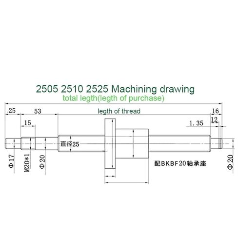 Linear Motion Ball Screw Machine Parts C7 SFY2525 1200mm-1500mm High Precision Ball Screw Set Guide with Ball Nut Roller Ball Screw End Machined(1400mm) in Kuwait