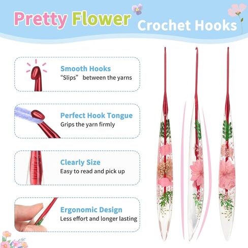 Coopay Ergonomic Crochet Hook with Flower Plastic Grips, Crochet Hooks, Stylish and Unique, Ideal for Crocheting Blankets, Shawls, Hats, Scarves (D-3.0mm) in Saudi Arabia