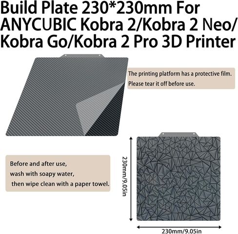 لوحة بناء ل Kobra S1 Combo 3D الطابعة: مزدوج الوجه سلس PEI PEI PLAY BED SPRING FLUSTIBLE 264 × 276 مم متوافق مع anycubic KOBRA S1 COMBO in Kuwait