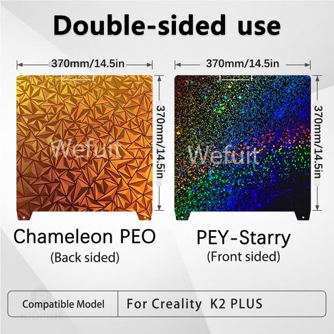K2 Plus Build Plate 370x370mm Double Sided Textured PEO PEY Sheet Heated Bed Spring Steel Flexible 3D Printer Platform for Creatily K2 Plus 3D Printer Replacement (Chameleon PEO+ PEY) in Saudi Arabia