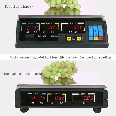 Bench Scales Digital Weight Commercial Price Scale with Dual LCD Display Stainless Steel Platform Rechargeable Battery Electronic Computing for Food Meat Fruit Produce in Saudi Arabia