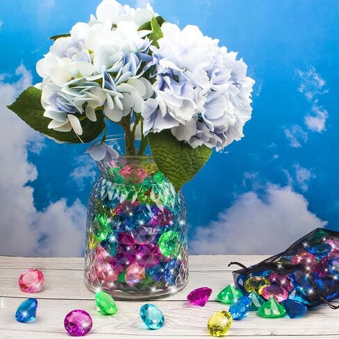 60pcs Diving Gems Pool Toys, Colorful Acrylic Diamond Pirate Treasure and Mermaid Pool Play Set with Mesh Bag, Underwater Gem Diving Toys and Ocean Sensory Bin Filler in Kuwait
