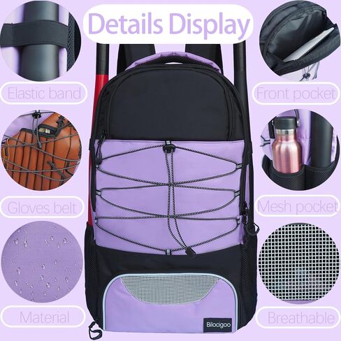 Youth Softball Bag - Baseball Backpack for Girls Lightweight with Shoes Compartment & Fence Hook Softball Catchers Backpack for TBall Bat Batting Glove Helmet in Saudi Arabia