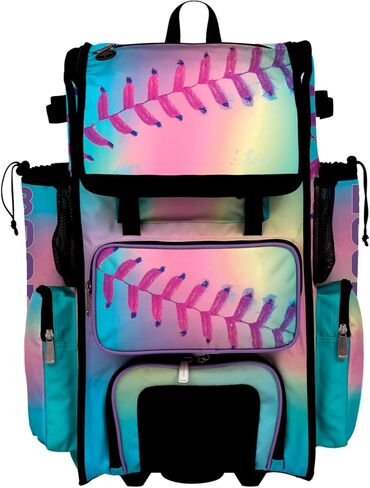 Boombah Superpack Hybrid Rolling Bat Bag - Wheeled & Backpack Version - Softball Dream Multi in Saudi Arabia