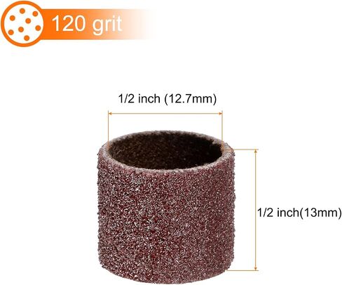 Harfington 200pcs براميل الصنفرة 1/2 بوصة الحصى 120 ورقة الصنفرة المصغرة الأكمام الرملية لأدوات الربط الرملية الأسطوانة in Saudi Arabia