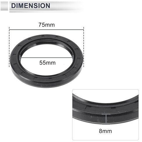 Universal Oil Seal TC Double Lip W Steel Spring Seal Ring Rotary Shaft Seal 55x75x8mm High Pressure Nitrile Rubber Black 5 Pcs in Saudi Arabia