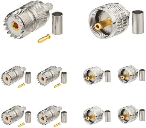 موصل تجعيد Superbat PL259 UHF ذكر PL-259 موصل محوري 5 عبوات | Cb كابل محوري ينتهي ل RG58 RG142 RG400 LMR-195 RG303 RG141 كابل قافز محوري in Kuwait