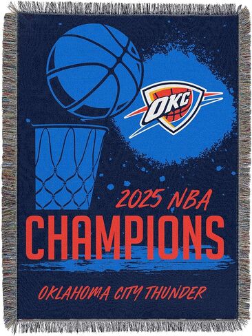 Northwest Oklahoma City Thunder 2025 NBA Champions Victors Tapestry Throw ، بطانية مرخصة رسميًا 48 "× 60" مع هامش أو نهائيات التذوق للأريكة أو السرير أو الجدار in Saudi Arabia