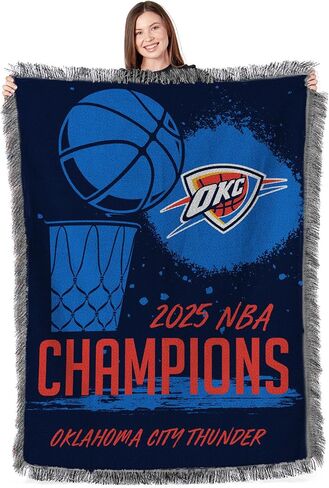 Northwest Oklahoma City Thunder 2025 NBA Champions Victors Tapestry Throw ، بطانية مرخصة رسميًا 48 "× 60" مع هامش أو نهائيات التذوق للأريكة أو السرير أو الجدار in Saudi Arabia