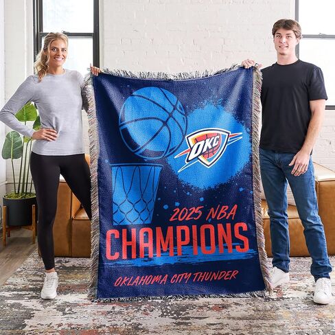 Northwest Oklahoma City Thunder 2025 NBA Champions Victors Tapestry Throw ، بطانية مرخصة رسميًا 48 "× 60" مع هامش أو نهائيات التذوق للأريكة أو السرير أو الجدار in Saudi Arabia