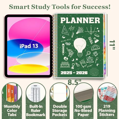 Jun 2025-Dec 2026 Academic Planner, 8.5 x 11 Monthly, Weekly, Daily Planner with Colorful Tabs, 19 Months Calendar Agenda College School Supplies for Student Teacher Organizer(Dark Blue) in Kuwait