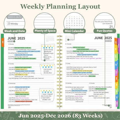 Jun 2025-Dec 2026 Academic Planner, 8.5 x 11 Monthly, Weekly, Daily Planner with Colorful Tabs, 19 Months Calendar Agenda College School Supplies for Student Teacher Organizer(Dark Blue) in Kuwait
