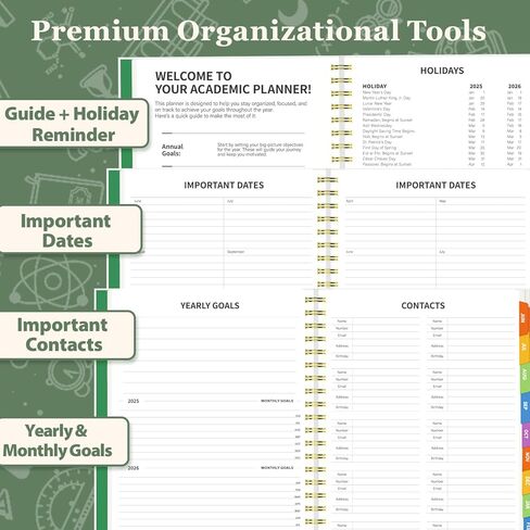 Jun 2025-Dec 2026 Academic Planner, 8.5 x 11 Monthly, Weekly, Daily Planner with Colorful Tabs, 19 Months Calendar Agenda College School Supplies for Student Teacher Organizer(Dark Blue) in Kuwait
