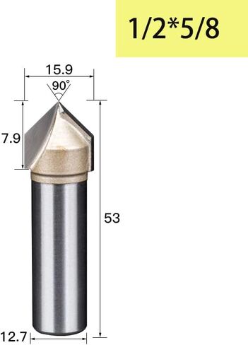 6.35mm 12.7mm Shank 90 Degrees V-type Woodworking Milling Cutter Carbide CNC Router Bit V Groove For Wood MDF Cutting Slotting Engraving(V00120) in Saudi Arabia