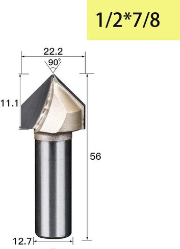 6.35mm 12.7mm Shank 90 Degrees V-type Woodworking Milling Cutter Carbide CNC Router Bit V Groove For Wood MDF Cutting Slotting Engraving(V00120) in Saudi Arabia